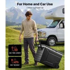 VEVOR 12 Volt Refrigerator, 21.1 QT/ 20L Car Fridge, Portable Ultra-Light EPP Freezer, APP Control Electric Compressor, 12V/24V DC, 14℉ to 50℉, for Truck Van RV SUV Boat Travel Camping
