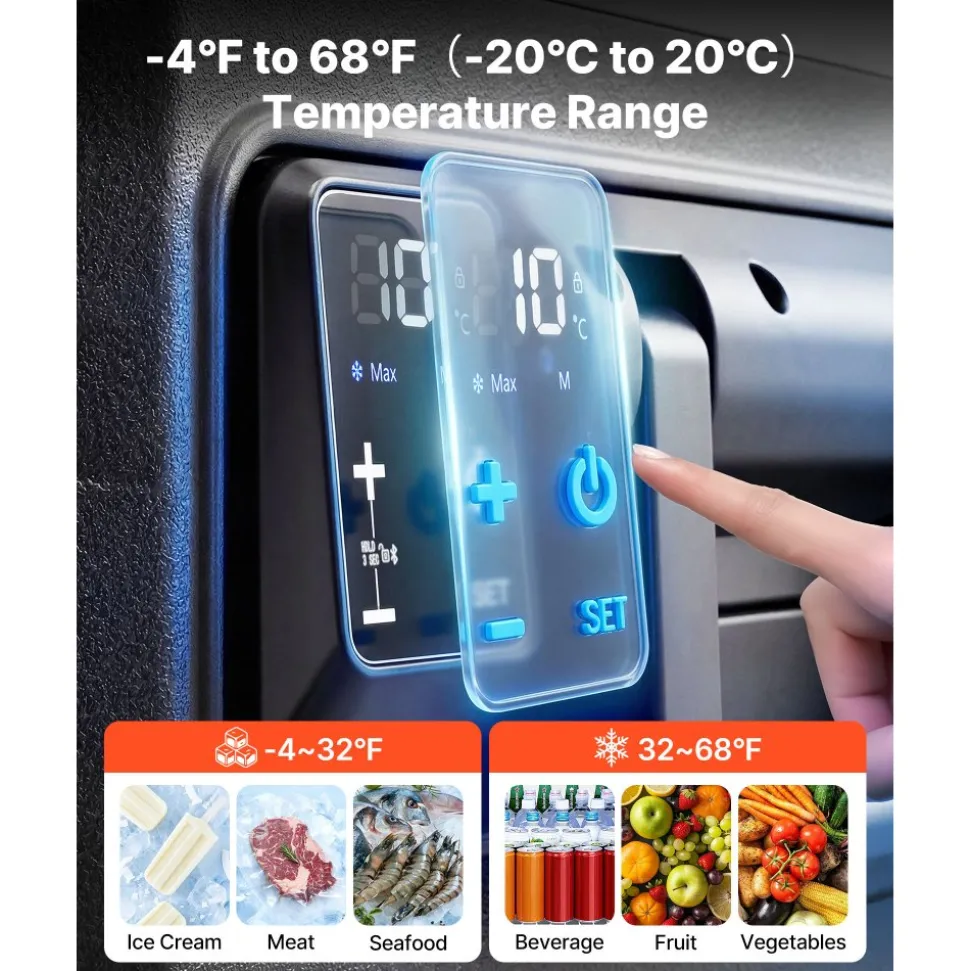 VEVOR 12 Volt Refrigerator, 82.4 QT/ 78L Car Fridge, Portable Electric Freezer Compressor with Handle, APP Control and Wheel, 12V/24V DC 100-240V AC, -4℉ to 68℉, for Truck Van RV SUV Travel Camping