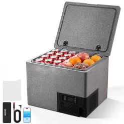 VEVOR 12 Volt Refrigerator, 42.3 QT/ 40L Car Fridge, Portable Ultra-Light EPP Freezer, APP Control Electric Compressor, 12V/24V DC, 14℉ to 50℉, for Truck Van RV SUV Boat Travel Camping