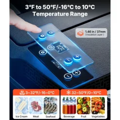 VEVOR 12 Volt Refrigerator, 21.1 QT/ 20L Car Fridge for Tesla Model 3, Portable Electric Freezer Compressor with APP Control, 12V/24V DC, 3℉ to 50℉