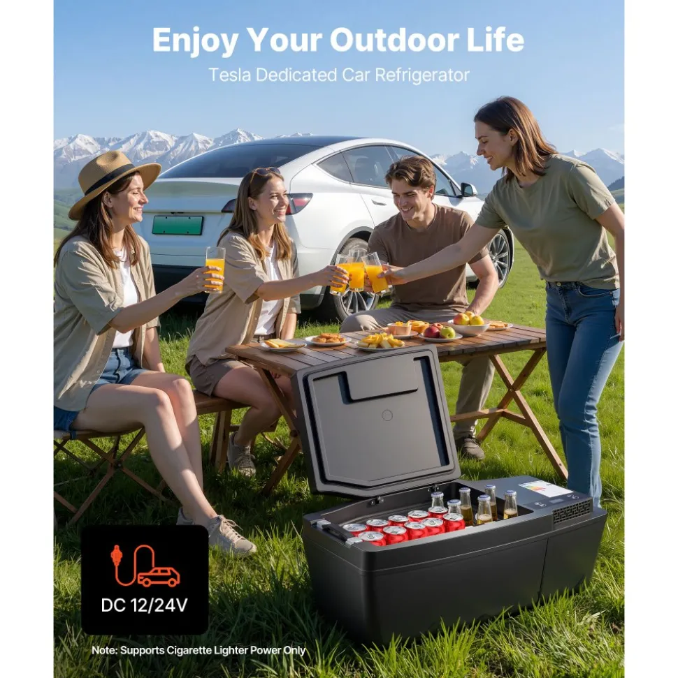 VEVOR 12 Volt Refrigerator, 21.1 QT/ 20L Car Fridge for Tesla Model 3, Portable Electric Freezer Compressor with APP Control, 12V/24V DC, 3℉ to 50℉