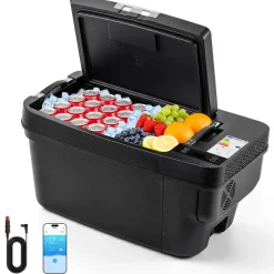 VEVOR 12 Volt Refrigerator, 37 QT/ 35L Car Fridge for Tesla Model Y, Portable Electric Freezer Compressor with APP Control, 12V/24V DC, -8℉ to 50℉