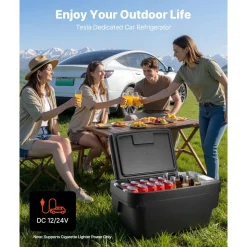 VEVOR 12 Volt Refrigerator, 37 QT/ 35L Car Fridge for Tesla Model Y, Portable Electric Freezer Compressor with APP Control, 12V/24V DC, -8℉ to 50℉