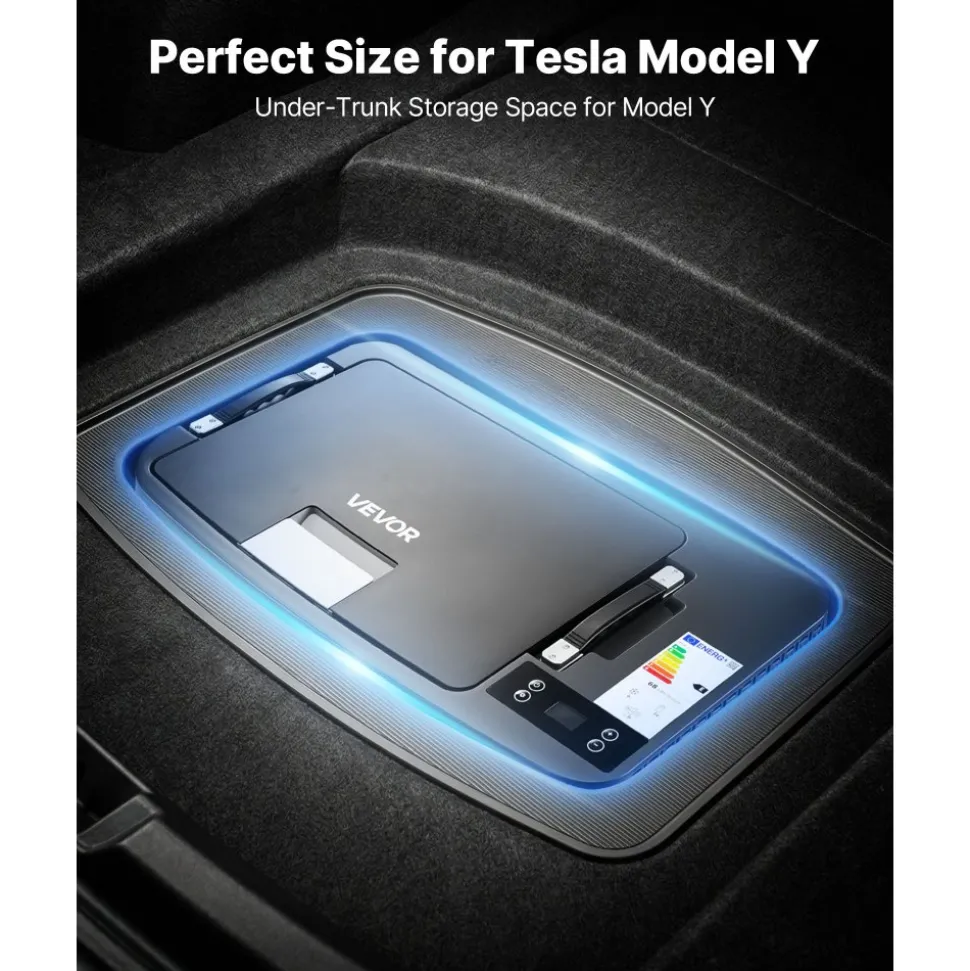 VEVOR 12 Volt Refrigerator, 37 QT/ 35L Car Fridge for Tesla Model Y, Portable Electric Freezer Compressor with APP Control, 12V/24V DC, -8℉ to 50℉