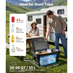 VEVOR 12 Volt Refrigerator, 37 QT/ 35L Car Fridge for Tesla Model Y, Portable Electric Freezer Compressor with APP Control, 12V/24V DC, -8℉ to 50℉