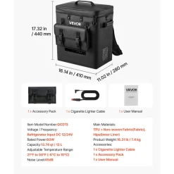 VEVOR 12 Volt Refrigerator, 13.7 QT/ 13L Car Fridge, Portable Electric Freezer Compressor, 12V/24V DC, 21℉ to 50℉/ -6℃ to 10℃, for Truck Van RV SUV Boat Travel Camping Road Trips