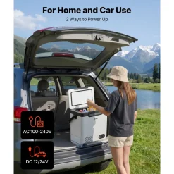 VEVOR 12 Volt Refrigerator, 12.68 QT/ 12L Car Fridge, Portable Electric Freezer Compressor with Handle, 12V/24V DC 100-240V AC, -4°F to 68℉/-20℃ to 20℃, for Truck Van RV SUV Boat Travel Camping