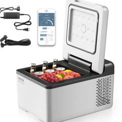 VEVOR 12 Volt Refrigerator 10 Qt, Portable Mini Freezer (-4℉~68℉) with APP Control Car Compressor Fridge Cooler 12V/24V DC and 110-220V AC For Camping, Road Trip, Travel, Outdoor and Home
