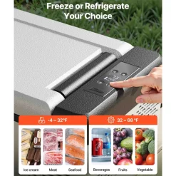 VEVOR 12 Volt Refrigerator 10 Qt, Portable Mini Freezer (-4℉~68℉) with APP Control Car Compressor Fridge Cooler 12V/24V DC and 110-220V AC For Camping, Road Trip, Travel, Outdoor and Home