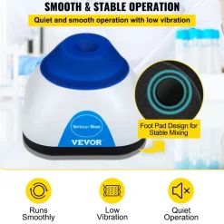 VEVOR Vortex Mixer, 3000RPM Mini Vortex Mixer Shaker, Touch Function Scientific Lab Vortex Shaker, Mix Up to 50ML, 6mm Orbital Diameter for Test Tube, Tattoo Ink, Nail Polish, Eyelash Adhesives, Paint