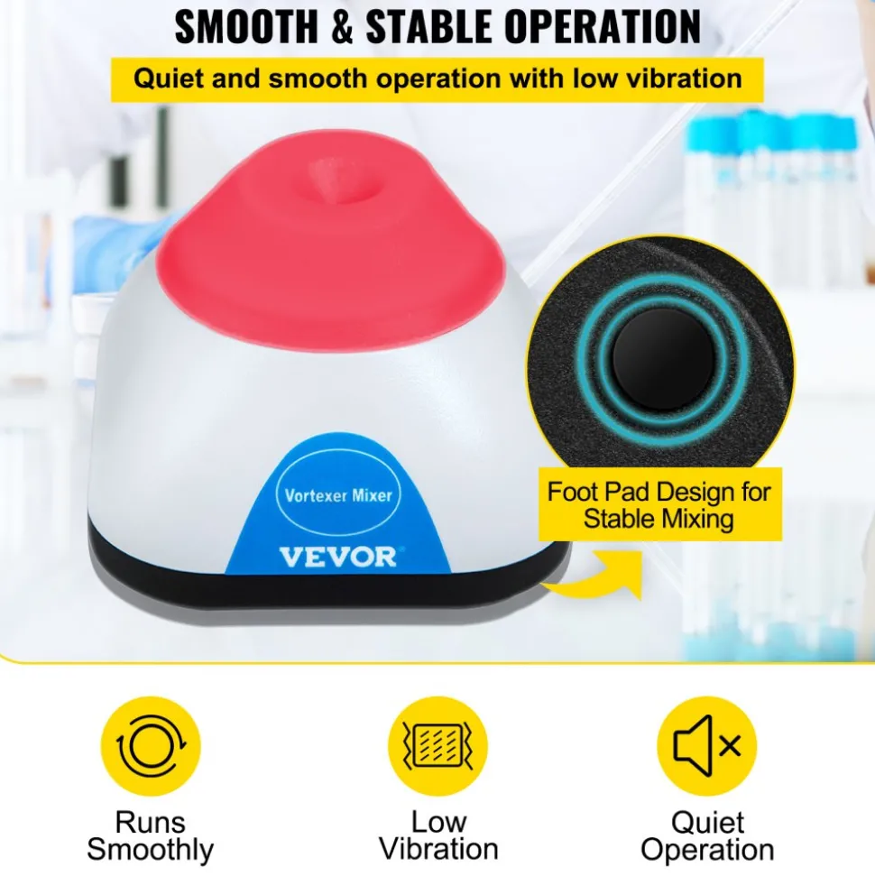VEVOR Vortex Mixer, 3000RPM Mini Vortex Mixer Shaker, Touch Function Scientific Lab Vortex Shaker, Mix Up to 50ML, 6mm Orbital Diameter for Test Tube, Tattoo Ink, Nail Polish, Eyelash Adhesives, Paint