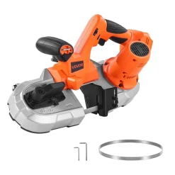 VEVOR 20V Portable Band Saw, 2.56-Inch Deep Cut, 360W Bandsaw with Brushless Motor, Cordless and Compact Portaband, Hang Hooks, 0-192 m/min Variable Speed, for Cutting Metal, Wood (Bare Tool Only)