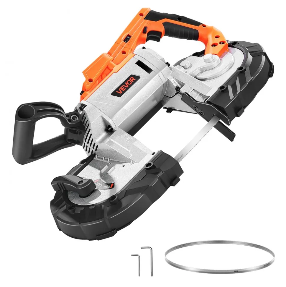 VEVOR 20V Portable Band Saw, 5 Inches Deep Cut, 360W Bandsaw with Brushless Motor, Cordless and Compact Portaband, Hang Hooks, 0-120 m/min Variable Speed, for Cutting Metal, Wood (Bare Tool Only)