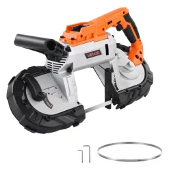 VEVOR 20V Portable Band Saw, 5 Inches Deep Cut, 360W Bandsaw with Brushless Motor, Cordless and Compact Portaband, Hang Hooks, 0-120 m/min Variable Speed, for Cutting Metal, Wood (Bare Tool Only)