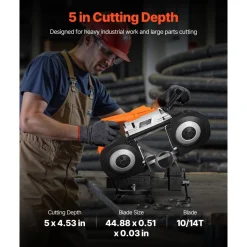 VEVOR 20V Portable Band Saw, 5 Inches Deep Cut, 360W Bandsaw with Brushless Motor, Cordless and Compact Portaband, Hang Hooks, 0-120 m/min Variable Speed, for Cutting Metal, Wood (Bare Tool Only)