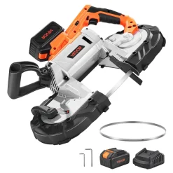 VEVOR 20V Portable Band Saw Kit, 5 Inches Deep Cut, AC 110V, 360W Bandsaw with Brushless Motor, 4.0 Ah Battery, Cordless and Compact Portaband, 0-120 m/min Variable Speed, for Cutting Metal, Wood