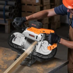 VEVOR 20V Portable Band Saw Kit, 5 Inches Deep Cut, AC 110V, 360W Bandsaw with Brushless Motor, 4.0 Ah Battery, Cordless and Compact Portaband, 0-120 m/min Variable Speed, for Cutting Metal, Wood
