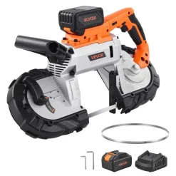 VEVOR 20V Portable Band Saw Kit, 5 Inches Deep Cut, AC 110V, 360W Bandsaw with Brushless Motor, 4.0 Ah Battery, Cordless and Compact Portaband, 0-120 m/min Variable Speed, for Cutting Metal, Wood