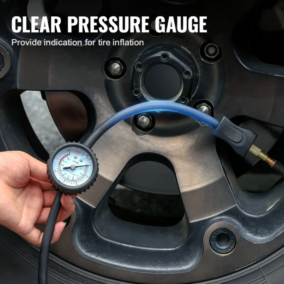 VEVOR 12V Portable Tire Inflator, 7.06CFM Heavy Duty Air Compressor, 150PSI Offroad Air Pump with Adapters for Car SUV RV Truck - Include 6.5FT Power Cord, 26FT Air Hose with Pressure Gauge, Carry Bag