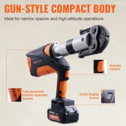 VEVOR 18V Press Tool, 32KN Electric Pipe Crimping Tool for 1/2" to 2" Copper Pipes, 360° Rotation Automatic Crimper with Brushless Motor & 6 Jaws - Compatible with ProPress