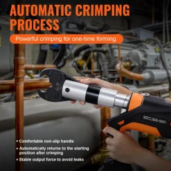VEVOR 18V Press Tool, 32KN Electric Pipe Crimping Tool for 1/2" to 2" Copper Pipes, 360° Rotation Automatic Crimper with Brushless Motor & 6 Jaws - Compatible with ProPress
