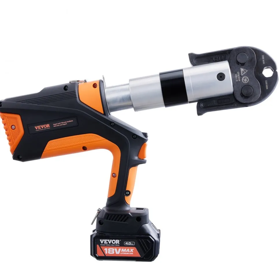 VEVOR 18V Press Tool, 32KN Electric Pipe Crimping Tool for 1/2" to 2" Copper Pipes, 360° Rotation Automatic Crimper with Brushless Motor & 6 Jaws - Compatible with ProPress