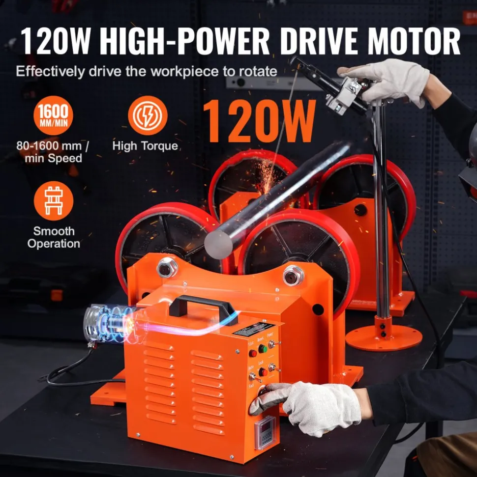 VEVOR 110V Turning Rolls Linkage Roller, 1000KG/2205LBS Loading Welding Turning Roll, 25-1400mm Diameter, 80-1600 mm/min Rotary Welding Positioner & Welding Torch Stand for Welding Equipment Support