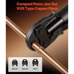 VEVOR VUS Press Jaws for 24KN Compact Series Press Tools, 3PCS Pressing Jaws 1/2", 3/4" & 1" - Compatible with ProPress Copper Pipes Connections, Includes Carrying Case