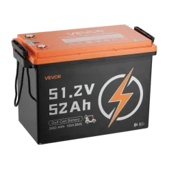 VEVOR 48V (51.2V) 52AH Lithium Golf Cart Battery, with 15A Charger, Lifepo4 Battery Kit, Built-in 100A BMS, 4000 Cycles, 2C Discharge Rate, Bluetooth & Mobile APP, for Golf Carts, Trolling Motors