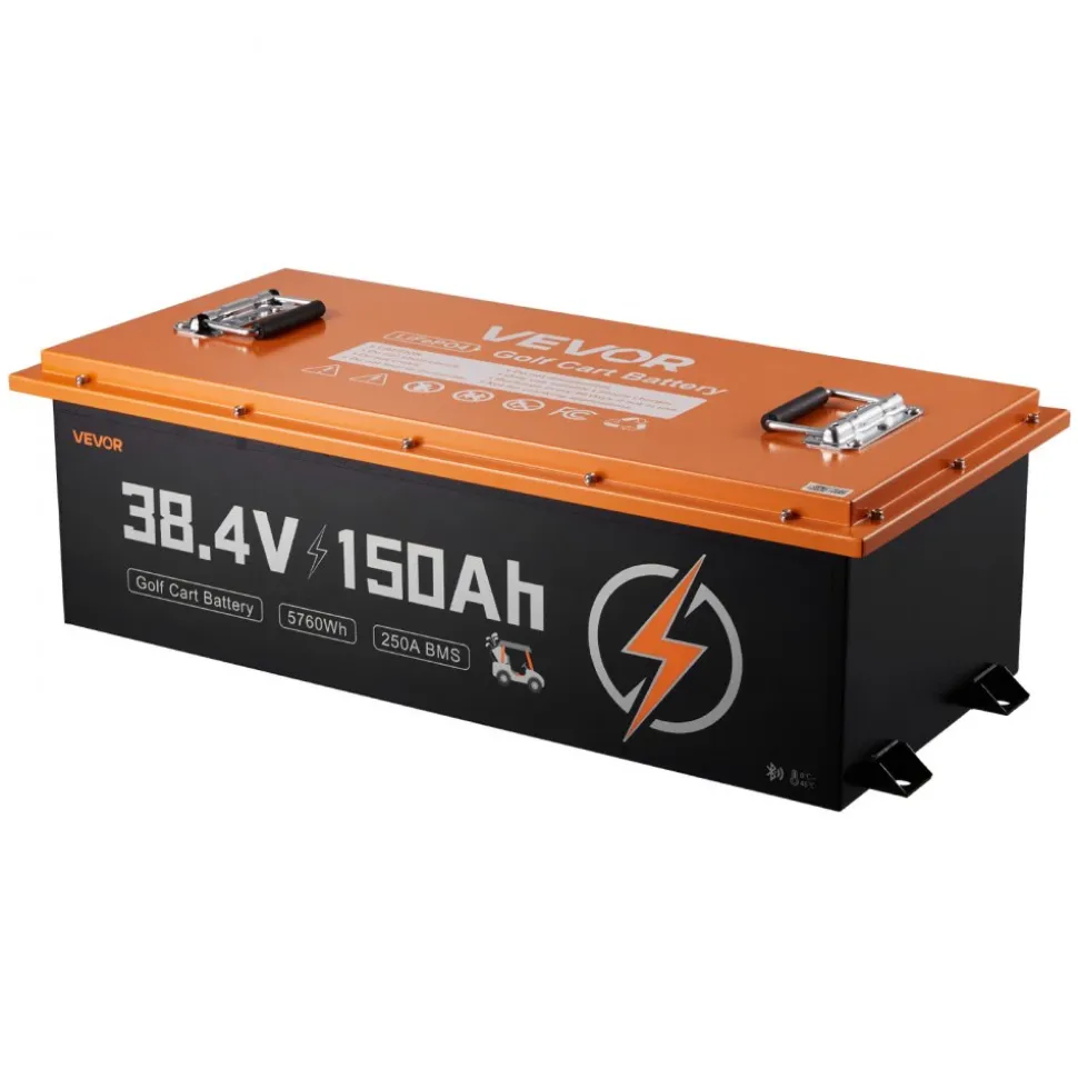 VEVOR 36V (38.4V) 150AH Lithium Golf Cart Battery, with 25A Charger, Lifepo4 Battery Kit, Built-in 250A BMS, with Bluetooth Mobile APP & Touch Monitor, 4000 Cycles, for Golf Carts, Trolling Motors