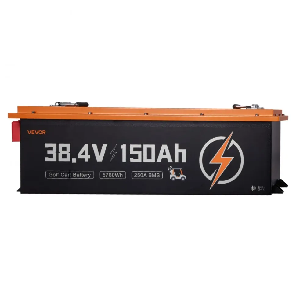 VEVOR 36V (38.4V) 150AH Lithium Golf Cart Battery, with 25A Charger, Lifepo4 Battery Kit, Built-in 250A BMS, with Bluetooth Mobile APP & Touch Monitor, 4000 Cycles, for Golf Carts, Trolling Motors