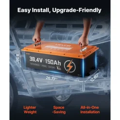 VEVOR 36V (38.4V) 150AH Lithium Golf Cart Battery, with 25A Charger, Lifepo4 Battery Kit, Built-in 250A BMS, with Bluetooth Mobile APP & Touch Monitor, 4000 Cycles, for Golf Carts, Trolling Motors