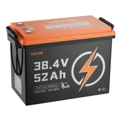 VEVOR 36V (38.4V) 52AH Lithium Golf Cart Battery, with 18A Charger, Lifepo4 Battery Kit, Built-in 100A BMS, 4000 Cycles, 2C Discharge Rate, Bluetooth & Mobile APP, for Golf Carts, Trolling Motors