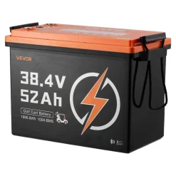 VEVOR 36V (38.4V) 52AH Lithium Golf Cart Battery, with 18A Charger, Lifepo4 Battery Kit, Built-in 100A BMS, 4000 Cycles, 2C Discharge Rate, Bluetooth & Mobile APP, for Golf Carts, Trolling Motors