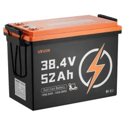 VEVOR 36V (38.4V) 52AH Lithium Golf Cart Battery, with 18A Charger, Lifepo4 Battery Kit, Built-in 100A BMS, 4000 Cycles, 2C Discharge Rate, Bluetooth & Mobile APP, for Golf Carts, Trolling Motors