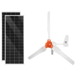 VEVOR 12V 600W Solar Wind Power Kit, 2PCS 100W Solar Panel + 400W Wind Turbine + 12.8V 100Ah LiFePO4 Battery + 1000W Power Inverter + MPPT Wind/Solar Hybrid Controller for Home RV Boat Farm Off-Grid