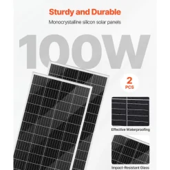 VEVOR 12V 600W Solar Wind Power Kit, 2PCS 100W Solar Panel + 400W Wind Turbine + 12.8V 100Ah LiFePO4 Battery + 1000W Power Inverter + MPPT Wind/Solar Hybrid Controller for Home RV Boat Farm Off-Grid