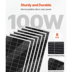 VEVOR 24V 1000W Solar Wind Power Kit, 6*100W Solar Panel + 400W Wind Turbine + 25.6V 100Ah LiFePO4 Battery + 3000W Power Inverter + MPPT Wind/Solar Hybrid Controller for Home Boat Cabin Farm Off-Grid