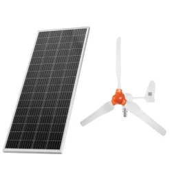 VEVOR 24V 1000W Solar Wind Power Kit, 6*100W Solar Panel + 400W Wind Turbine + 25.6V 100Ah LiFePO4 Battery + 3000W Power Inverter + MPPT Wind/Solar Hybrid Controller for Home Boat Cabin Farm Off-Grid
