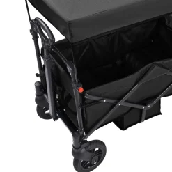 VEVOR Wagon Stroller for 2 Kids, Push Pull Quad Collapsible Stroller with Adjustable Handle, Encircling Harness Removable Canopy, 4 Wheels with Brakes, Mutifunction Tandem Stroller for Camping Black