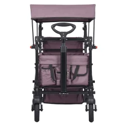 VEVOR Wagon Stroller for 2 Kids, Push Pull Quad Collapsible Stroller with Adjustable Handle, Encircling Harness Removable Canopy,4 Wheels w/ Brakes,Mutifunction Tandem Stroller for Camping Dark Purple