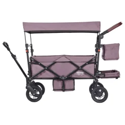 VEVOR Wagon Stroller for 2 Kids, Push Pull Quad Collapsible Stroller with Adjustable Handle, Encircling Harness Removable Canopy,4 Wheels w/ Brakes,Mutifunction Tandem Stroller for Camping Dark Purple