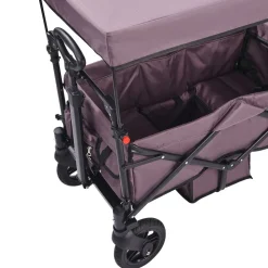 VEVOR Wagon Stroller for 2 Kids, Push Pull Quad Collapsible Stroller with Adjustable Handle, Encircling Harness Removable Canopy,4 Wheels w/ Brakes,Mutifunction Tandem Stroller for Camping Dark Purple