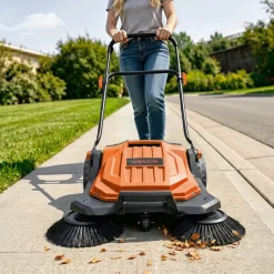 VEVOR Walk-Behind Hand Push Floor Sweeper, Manual Floor Sweeper Non-Electric with 25.6