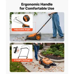 VEVOR Walk-Behind Hand Push Floor Sweeper, Manual Floor Sweeper Non-Electric with 25.6