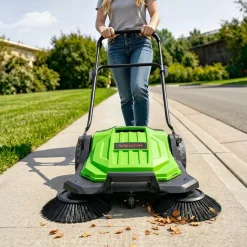 VEVOR Walk-Behind Hand Push Floor Sweeper, Manual Floor Sweeper Non-Electric with 25.6