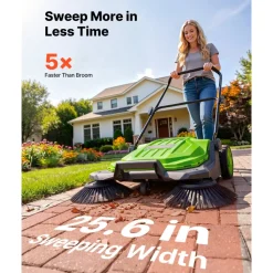 VEVOR Walk-Behind Hand Push Floor Sweeper, Manual Floor Sweeper Non-Electric with 25.6