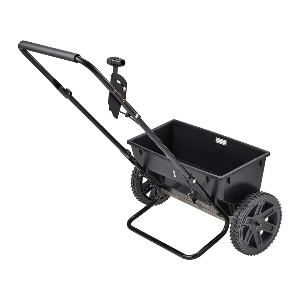 VEVOR Walk-Behind Push Spreader, 50LBS Capacity, Drop Spreader with Hopper Grate, 18 in Spreading Width & 30 Settings, 10 in All Terrain Tires, Garden & Lawn Spreaders for Seed, Fertilizer, Salt