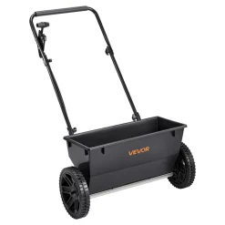 VEVOR Walk-Behind Push Spreader, 50LBS Capacity, Drop Spreader with Hopper Grate, 18 in Spreading Width & 30 Settings, 10 in All Terrain Tires, Garden & Lawn Spreaders for Seed, Fertilizer, Salt