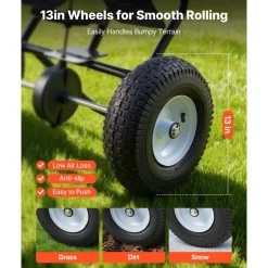 VEVOR Walk-Behind Spreader, 12ft Spreading Width, Push Broadcast Spreader with 13
